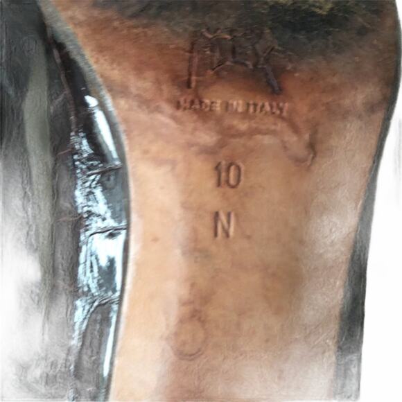 Bally Crocodile Pump Patent Brown Leather 10 VTG - Picture 10 of 11